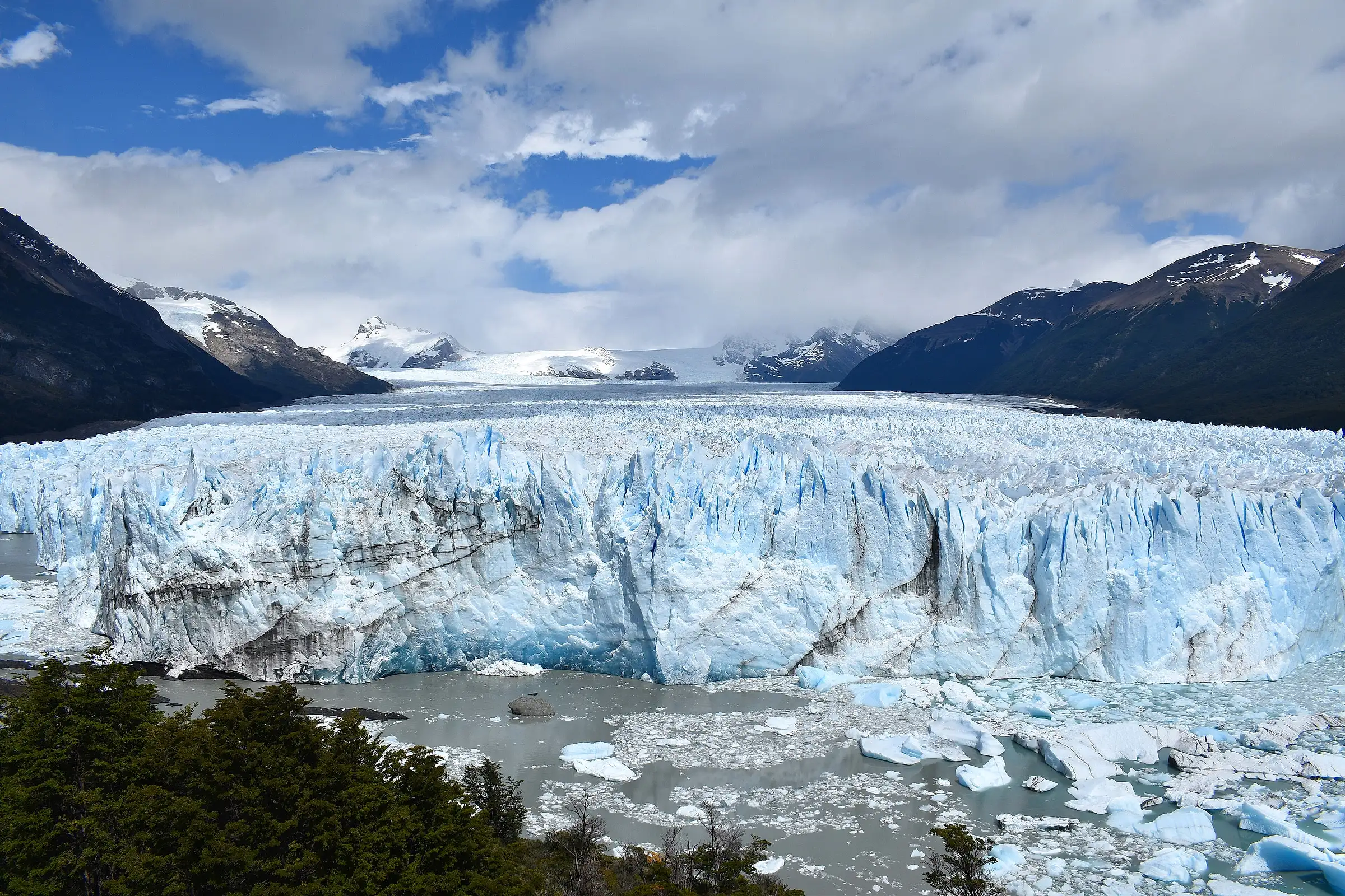 The face of the Perito Moreno glacier meeting the water in Santa Cruz, Argentina